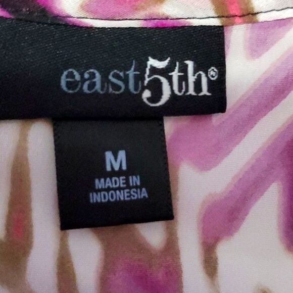 Lavender & Cream Abstract Geometric Boho Print Sheer Boat Neck Blouse - Picture 9 of 10